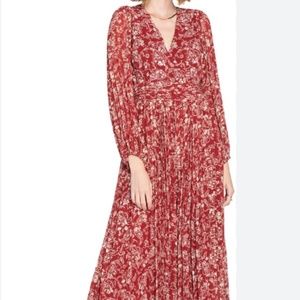 En Saison Red & Gold Paisley Long Sleeve Maxi Dress